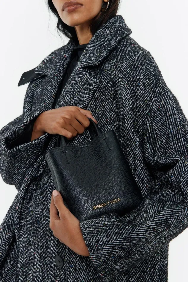 Mini Black Leather Chihuahua Bag Black Women Bimba Y Lola Crossbody Bags