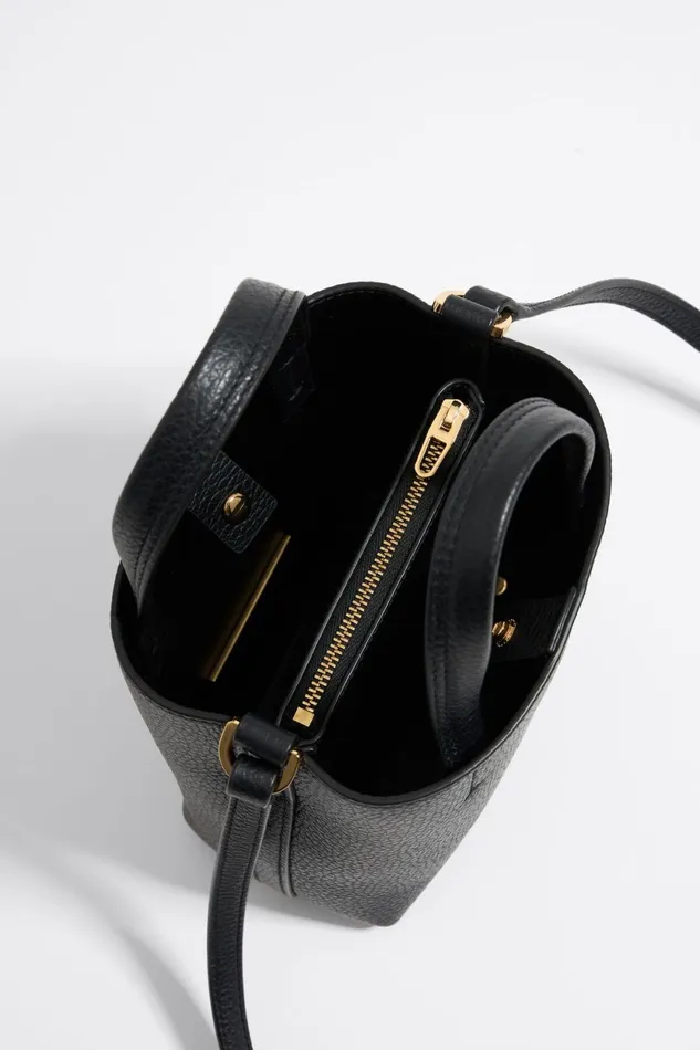 Mini Black Leather Chihuahua Bag Black Women Bimba Y Lola Crossbody Bags