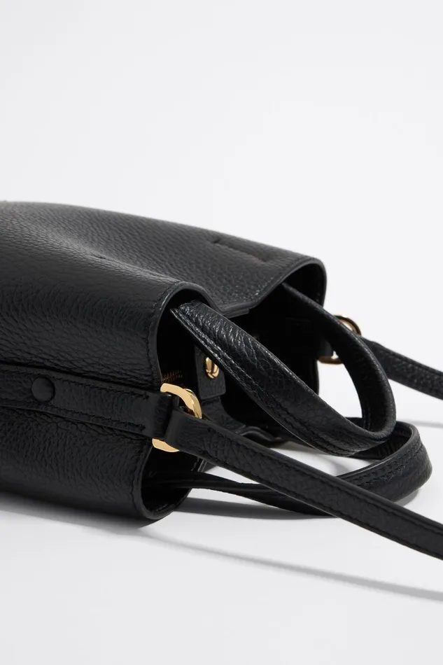 Mini Black Leather Chihuahua Bag Black Women Bimba Y Lola Crossbody Bags