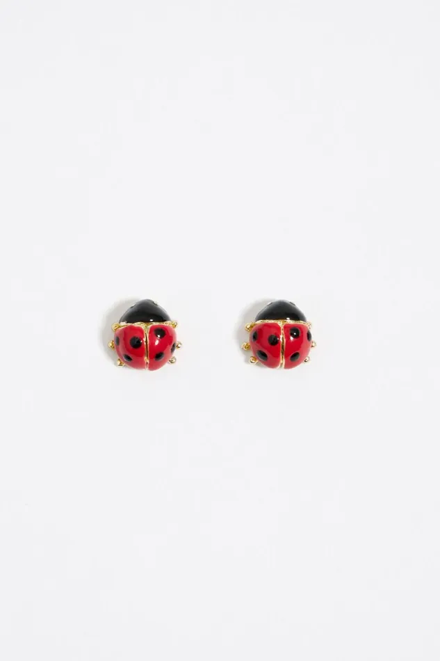 Mini Golden Ladybug Earrings Red Women Bimba Y Lola Jewelry
