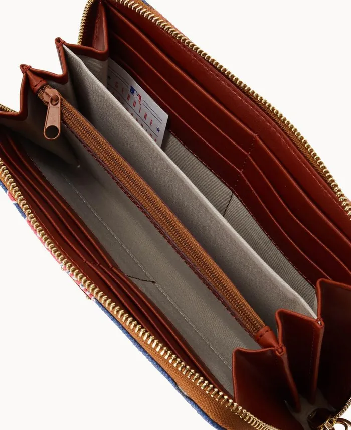 MLB Braves Large Zip Around Wristlet Braves ManWoman Dooney and Bourke Wallets