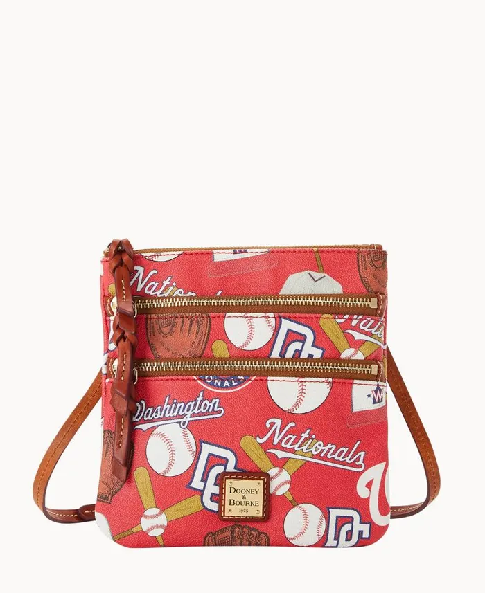 MLB Nationals N S Triple Zip Crossbody Nationals Woman Dooney and Bourke Crossbodies MLB Nationals N S Triple Zip Crossbody Nationals Woman Dooney and Bourke Crossbodies