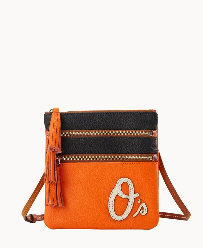 MLB Orioles Triple Zip Crossbody Orioles Woman Dooney and Bourke Crossbodies