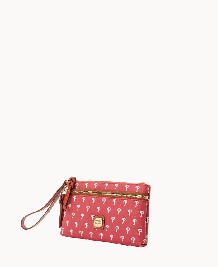 MLB Phillies Double Zip Wristlet Phillies ManWoman Dooney and Bourke Wallets