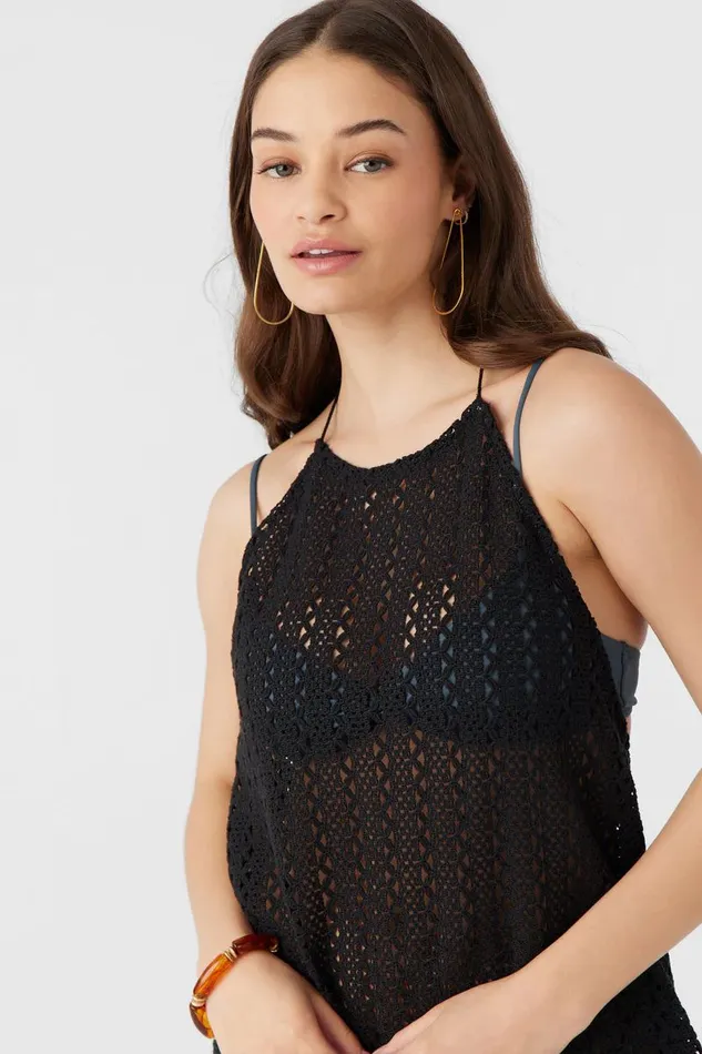 MONA MINI CROCHET LACE COVERUP DRESS Black Women O039NEILL Swim