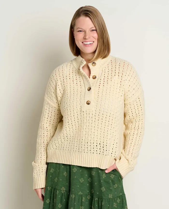Moss Point Henley Sweater Oatmeal Heather Sweaters ToadandCo Women8217s