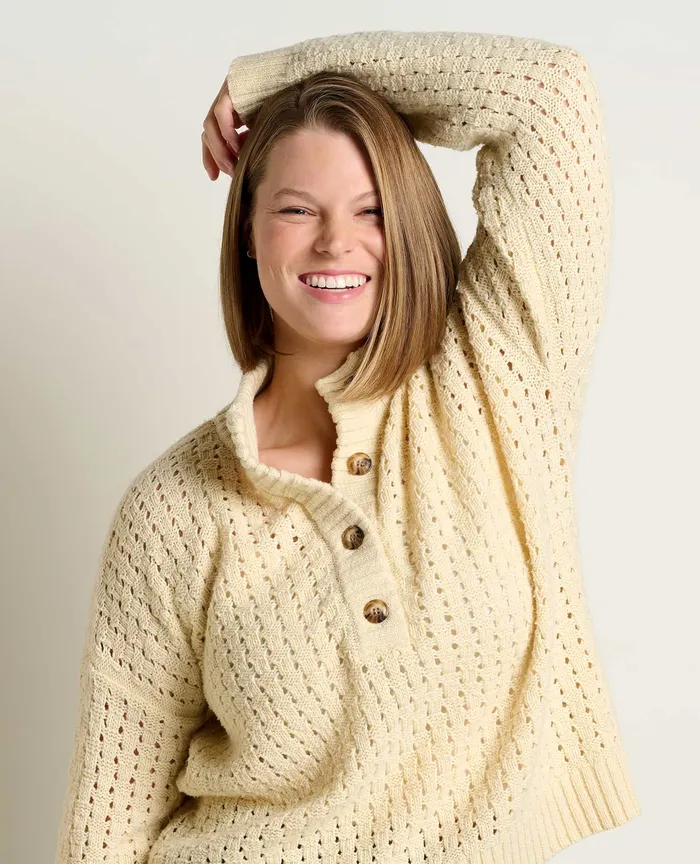Moss Point Henley Sweater Oatmeal Heather Sweaters ToadandCo Women8217s