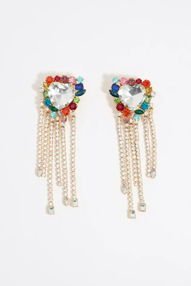 Multicolor Crystal Heart Earrings Antique Gold Women Bimba Y Lola Earrings