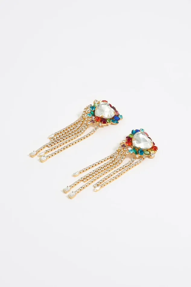 Multicolor Crystal Heart Earrings Antique Gold Women Bimba Y Lola Earrings