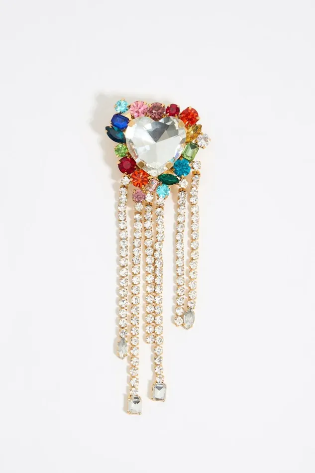 Multicolor Crystal Heart Earrings Antique Gold Women Bimba Y Lola Earrings