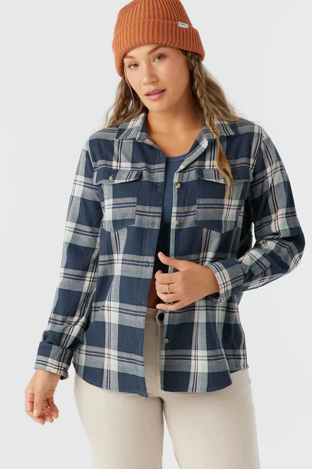 NASH FLANNEL STANDARD FIT SHIRT Oil Blue Women O039NEILL Clothing