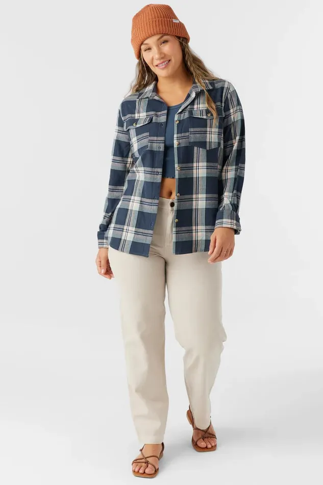 NASH FLANNEL STANDARD FIT SHIRT Oil Blue Women O039NEILL Clothing