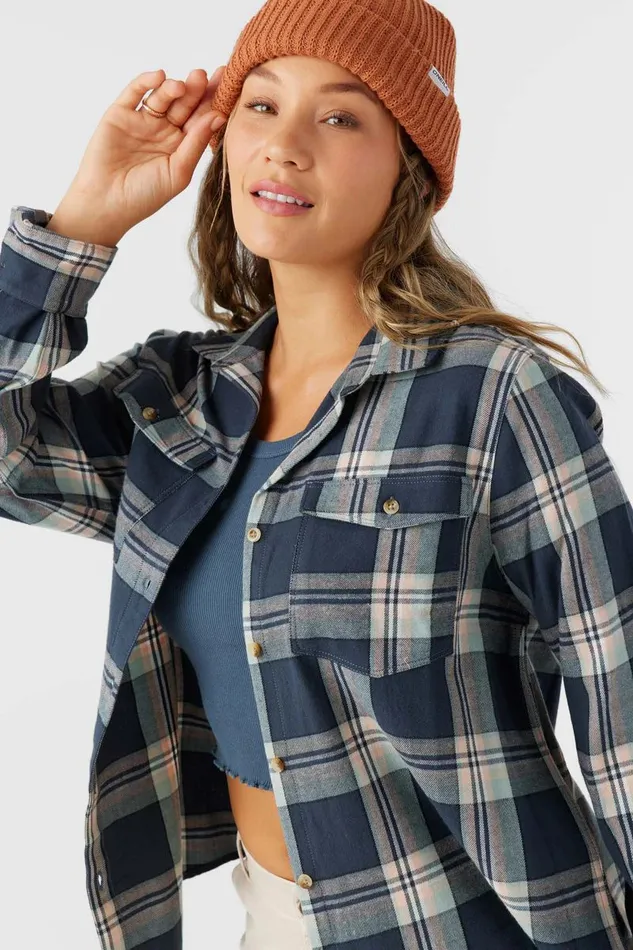 NASH FLANNEL STANDARD FIT SHIRT Oil Blue Women O039NEILL Clothing