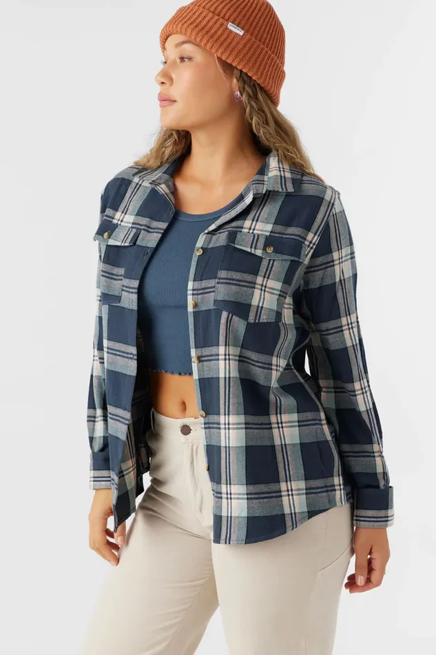 NASH FLANNEL STANDARD FIT SHIRT Oil Blue Women O039NEILL Clothing