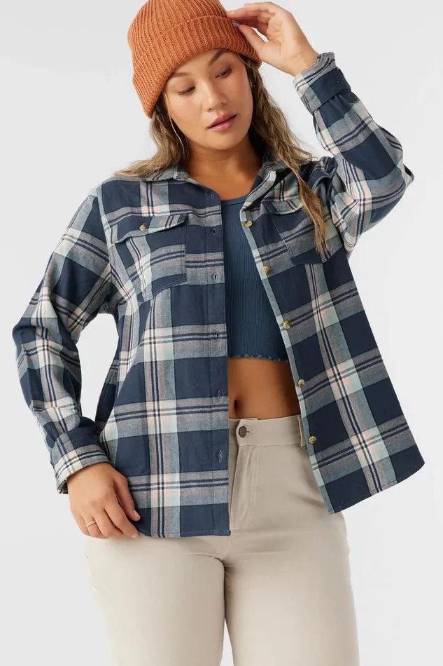NASH FLANNEL STANDARD FIT SHIRT Oil Blue Women O039NEILL Clothing