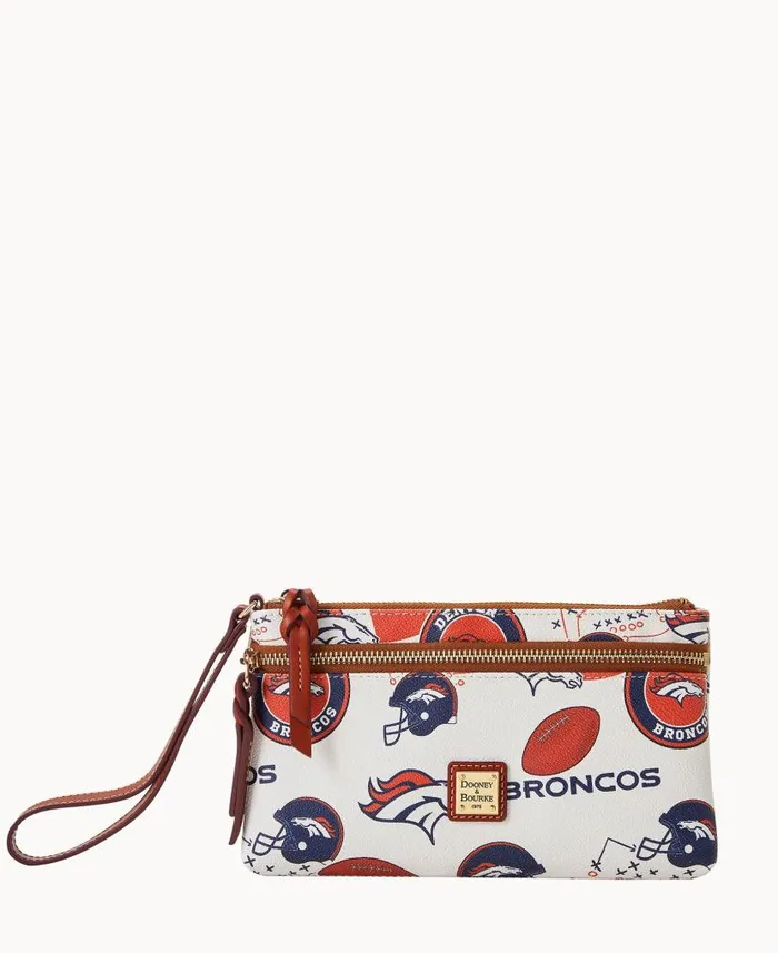 NFL Broncos Double Zip Wristlet Denver Broncos ManWoman Dooney and Bourke Wallets NFL Broncos Double Zip Wristlet Denver Broncos ManWoman Dooney and Bourke Wallets