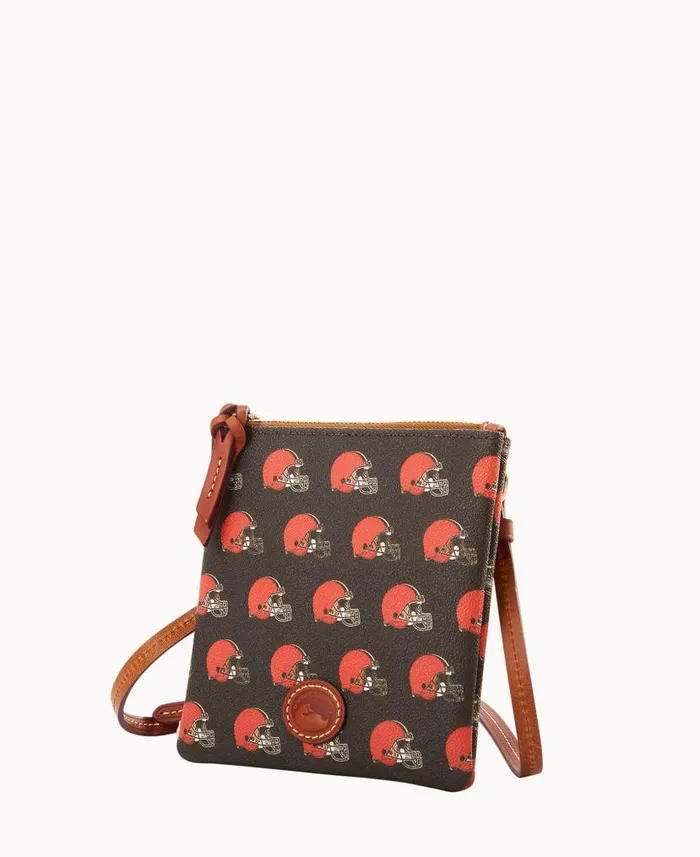 NFL Browns Small North South Top Zip Crossbody Browns Woman Dooney and Bourke Crossbodies