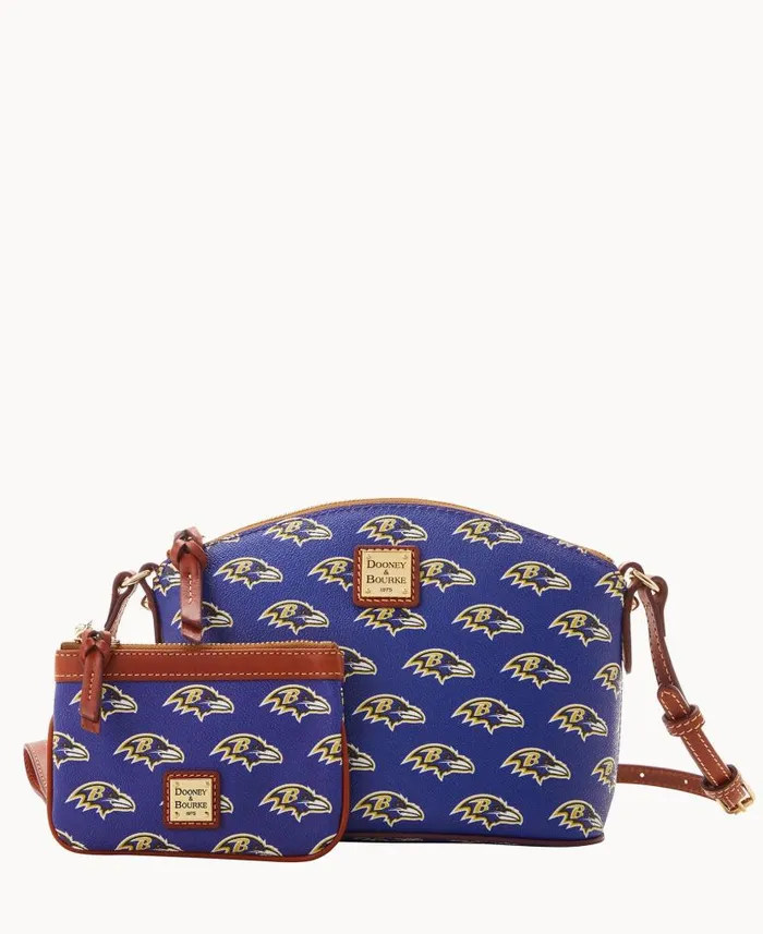 NFL Ravens Suki Crossbody Med Wristlet Ravens Woman Dooney and Bourke Crossbodies