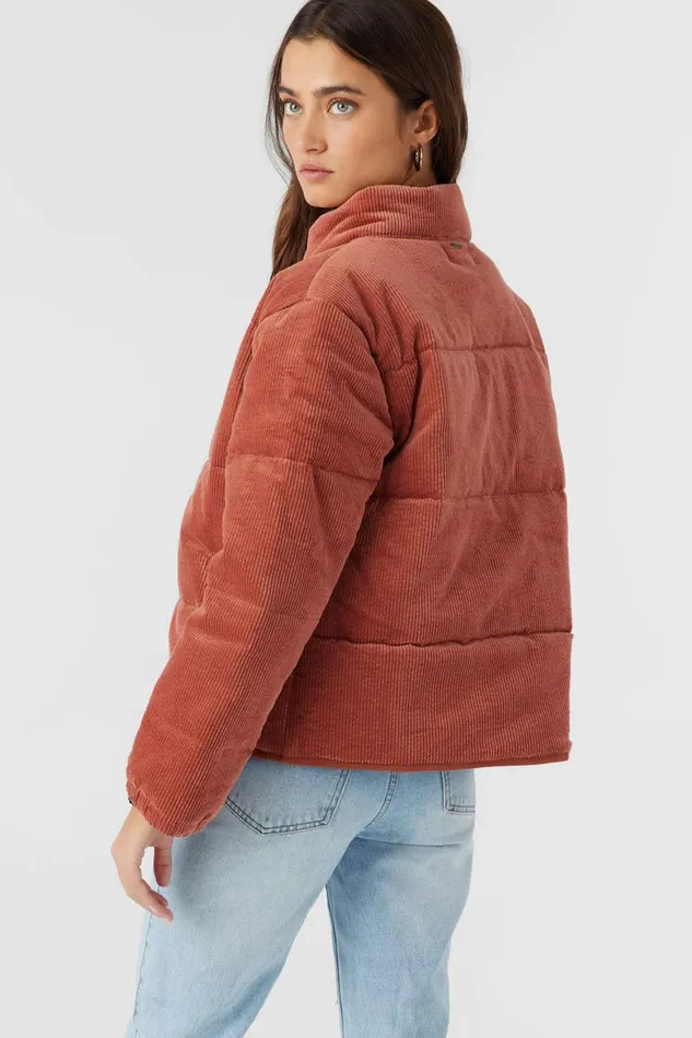 NOVAH CORDUROY QUILTED ZIP JACKET Cedar Wood Women O039NEILL Clothing