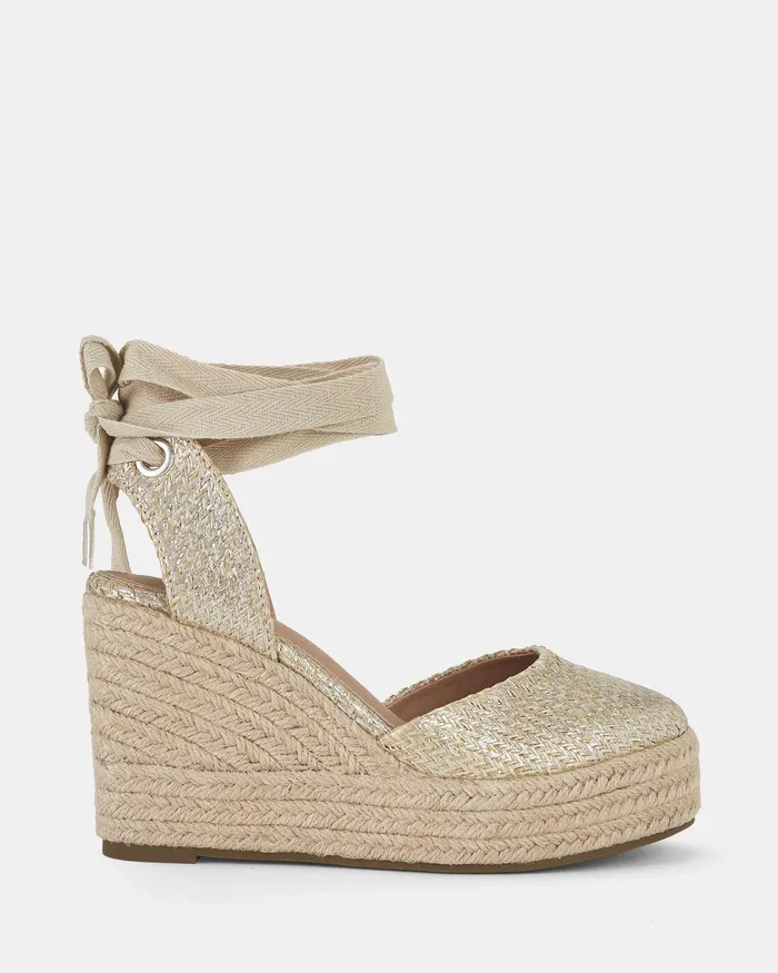 NOVO Shoes BUENOSAIRES METALLIC RAFFIA Women Wedges
