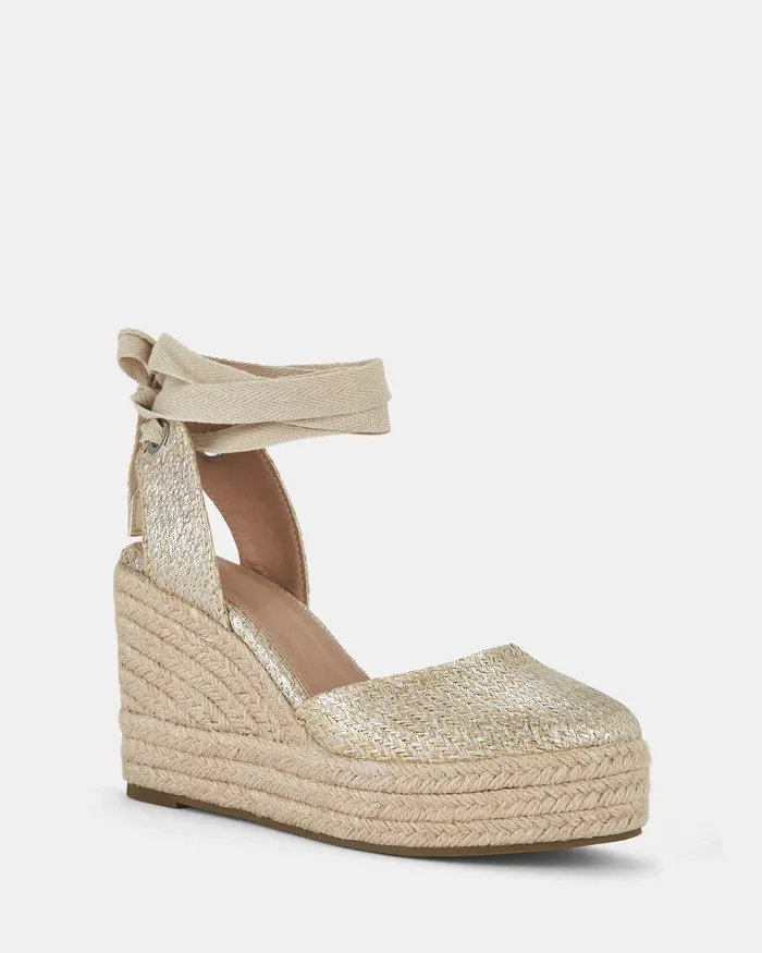 NOVO Shoes BUENOSAIRES METALLIC RAFFIA Women Wedges