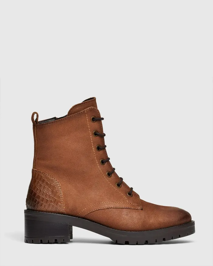 NOVO Shoes TIMBERLAKE TAN Women Lace Up Boots