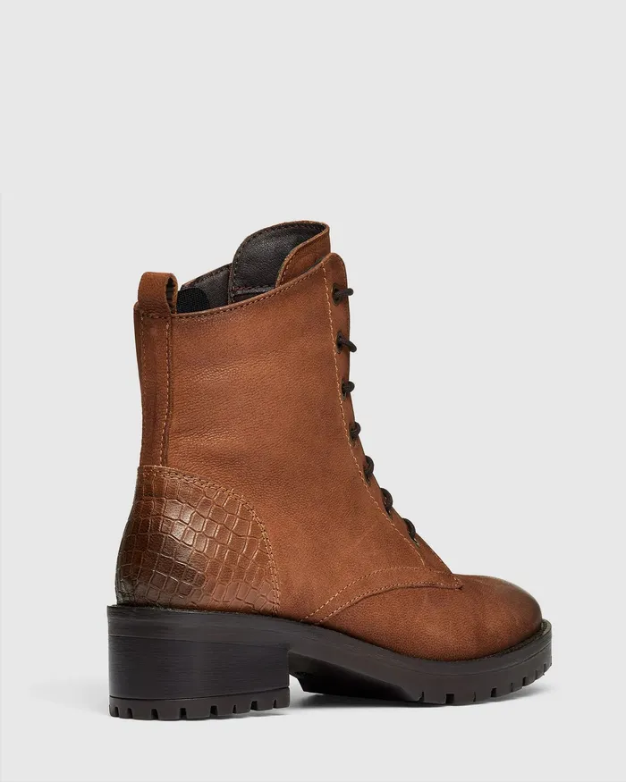 NOVO Shoes TIMBERLAKE TAN Women Lace Up Boots