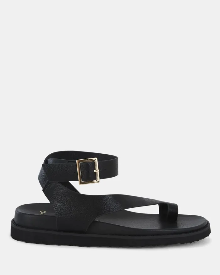 NOVO Shoes TITON BLACK Strappy Sandals Women Flat Sandals