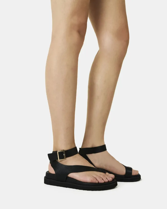 NOVO Shoes TITON BLACK Strappy Sandals Women Flat Sandals