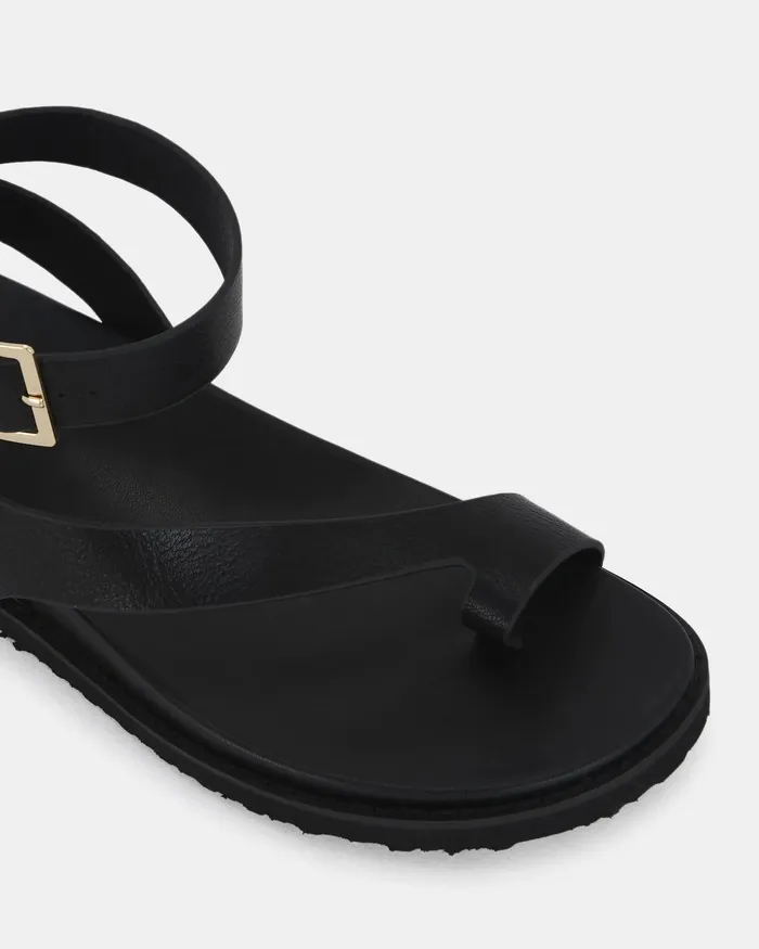 NOVO Shoes TITON BLACK Strappy Sandals Women Flat Sandals