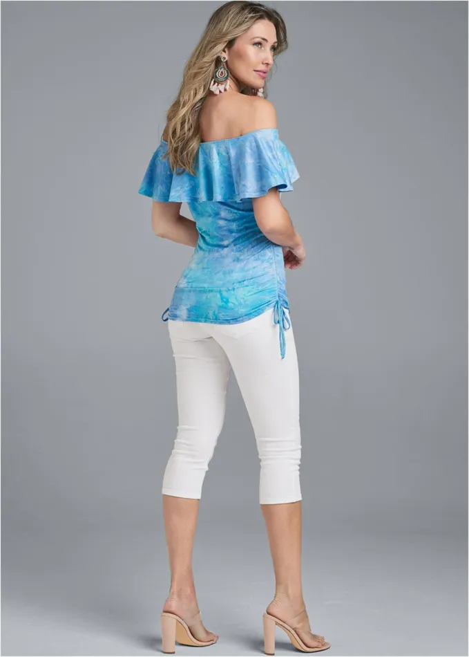 OffShoulder Tie Dye Top Blue Multi Women VENUS Casual Tops