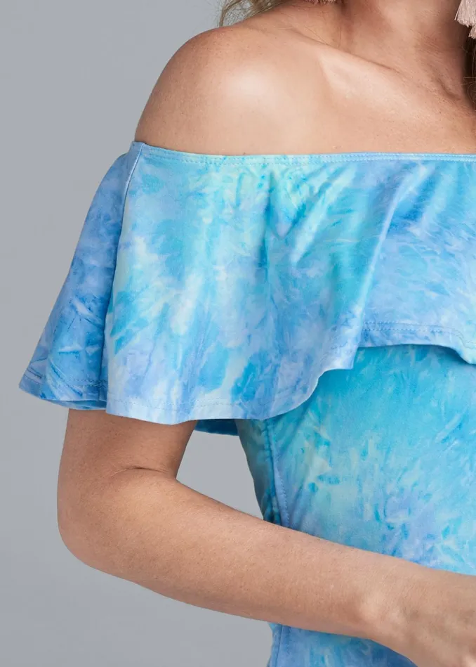 OffShoulder Tie Dye Top Blue Multi Women VENUS Casual Tops