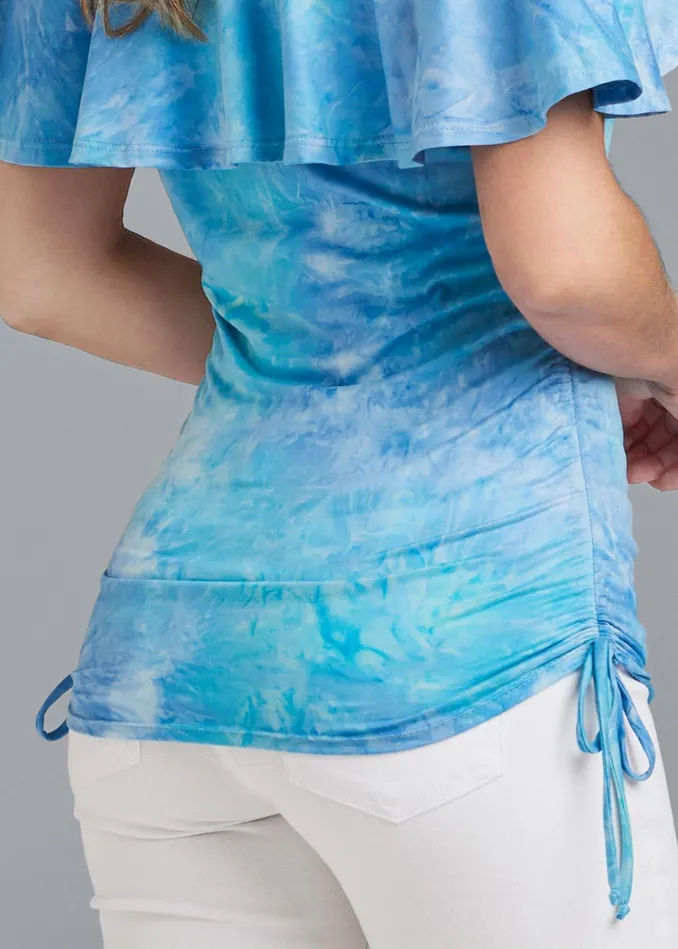 OffShoulder Tie Dye Top Blue Multi Women VENUS Casual Tops
