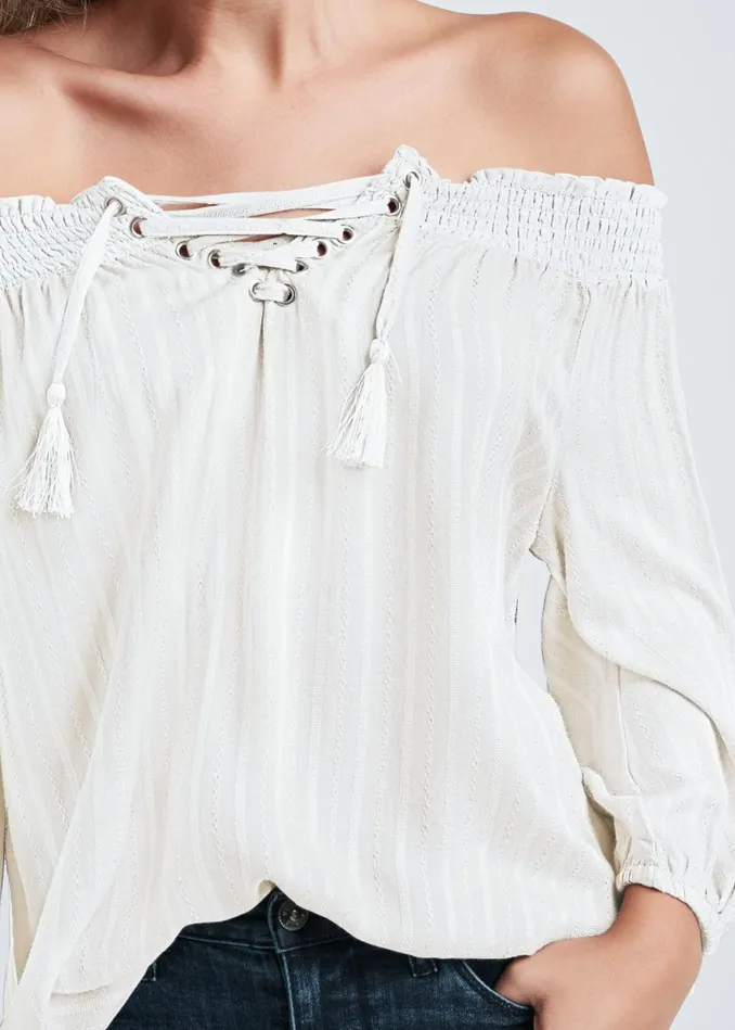 OffTheShoulder Top Cream Women VENUS Casual Tops