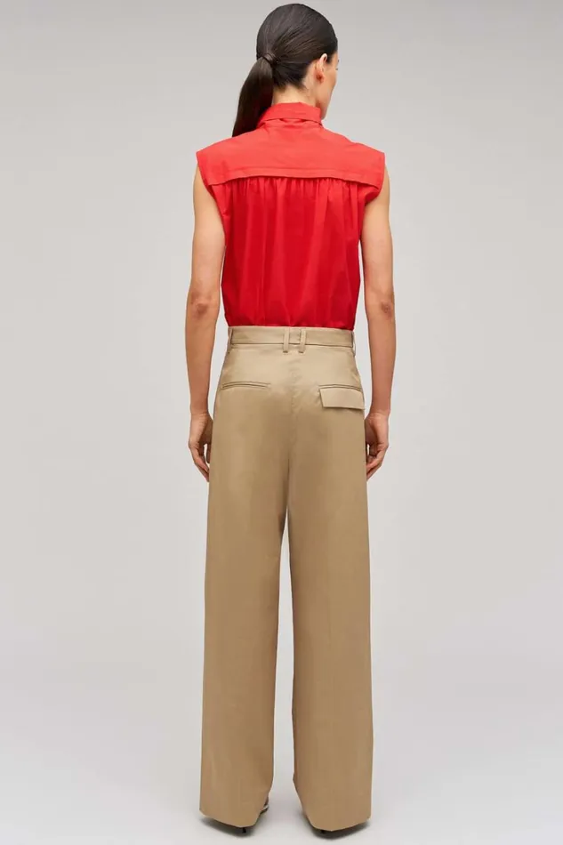 Oroton Cotton Pleat Pant Camel Women Pants Oroton Cotton Pleat Pant Camel Women Pants
