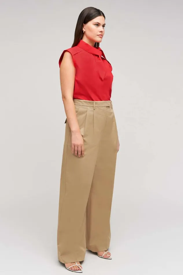 Oroton Cotton Pleat Pant Camel Women Pants Oroton Cotton Pleat Pant Camel Women Pants