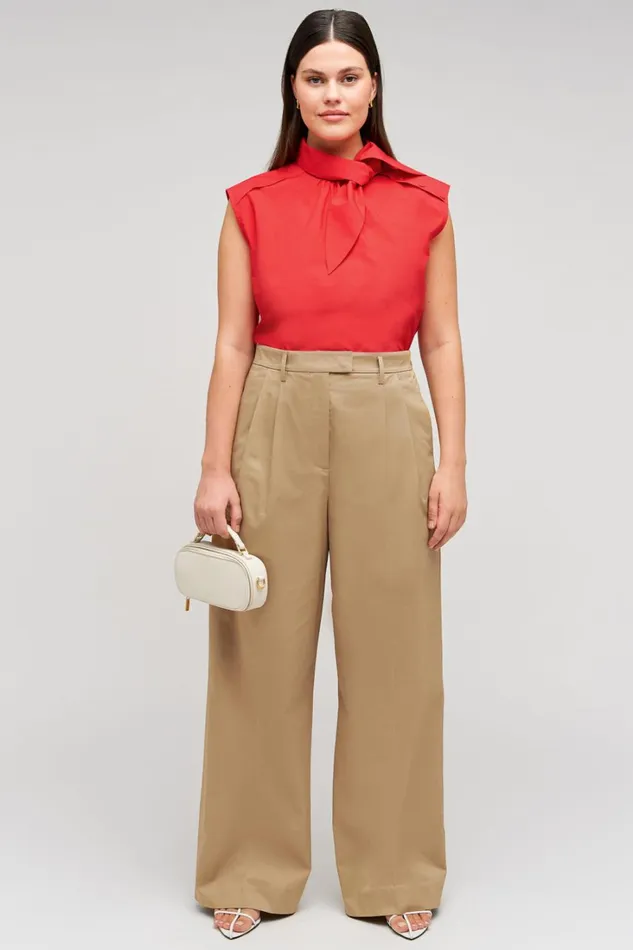 Oroton Cotton Pleat Pant Camel Women Pants Oroton Cotton Pleat Pant Camel Women Pants