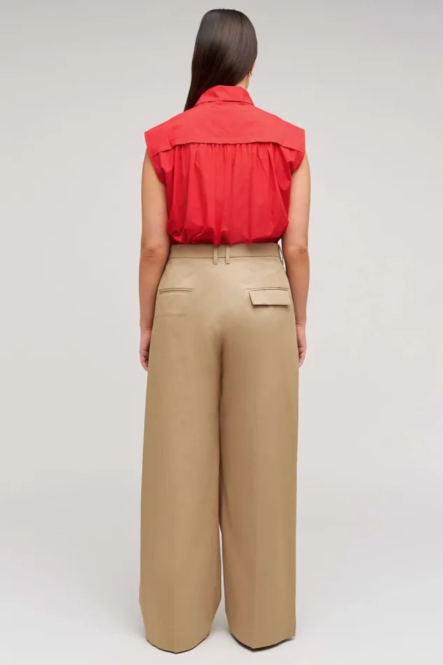 Oroton Cotton Pleat Pant Camel Women Pants Oroton Cotton Pleat Pant Camel Women Pants