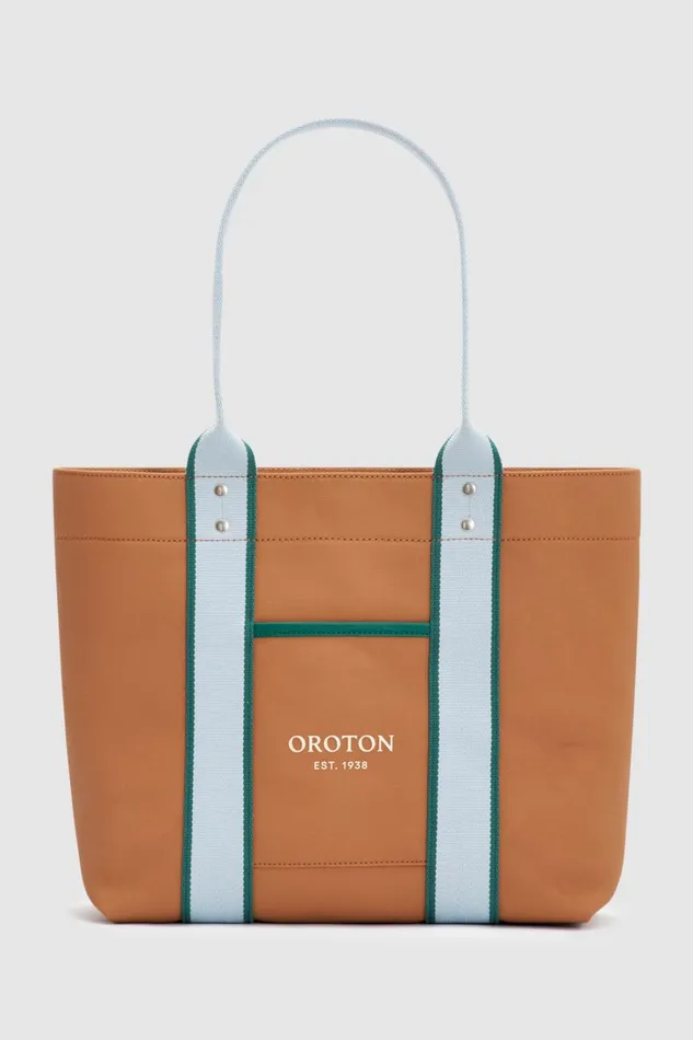 Oroton Crew Tote Dark Camel Mix Women Totes