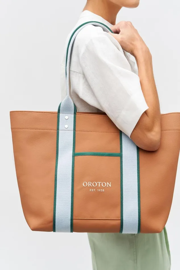 Oroton Crew Tote Dark Camel Mix Women Totes Oroton Crew Tote Dark Camel Mix Women Totes