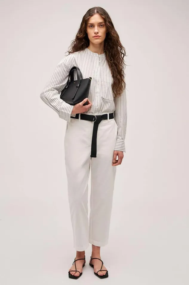 Oroton Duo Stripe Shirt Black Women Tops Oroton Duo Stripe Shirt Black Women Tops