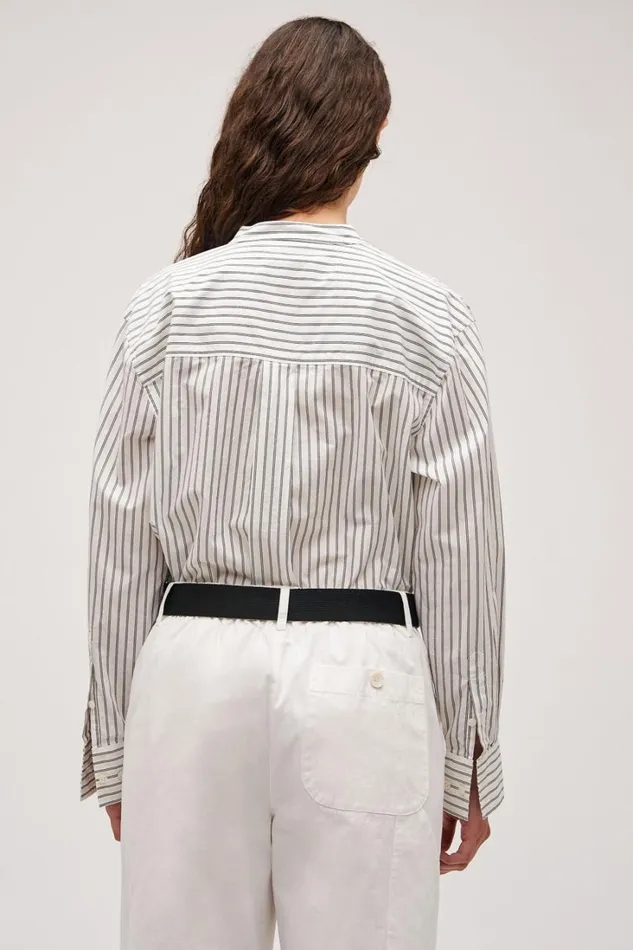 Oroton Duo Stripe Shirt Black Women Tops Oroton Duo Stripe Shirt Black Women Tops