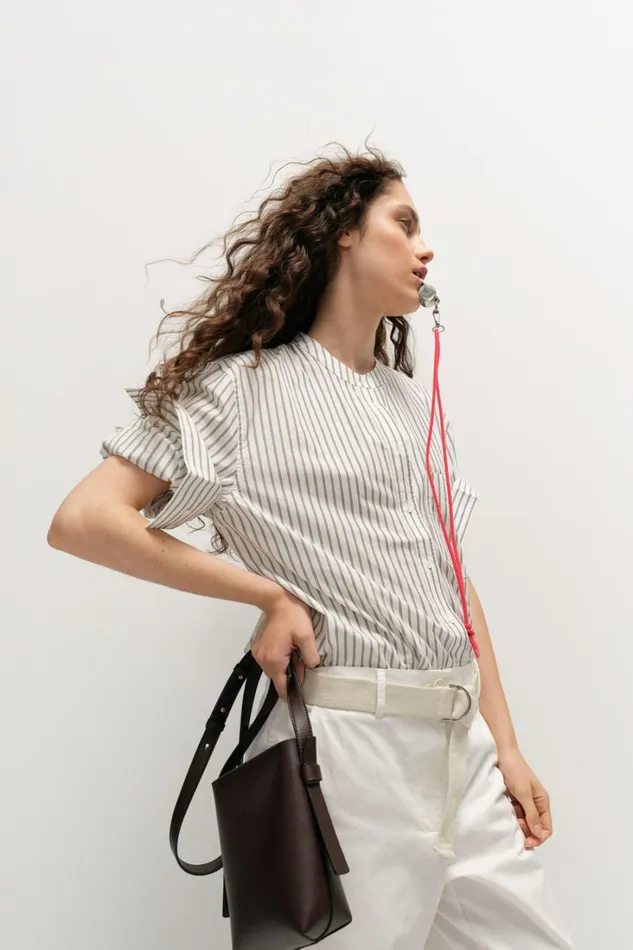 Oroton Duo Stripe Shirt Black Women Tops Oroton Duo Stripe Shirt Black Women Tops