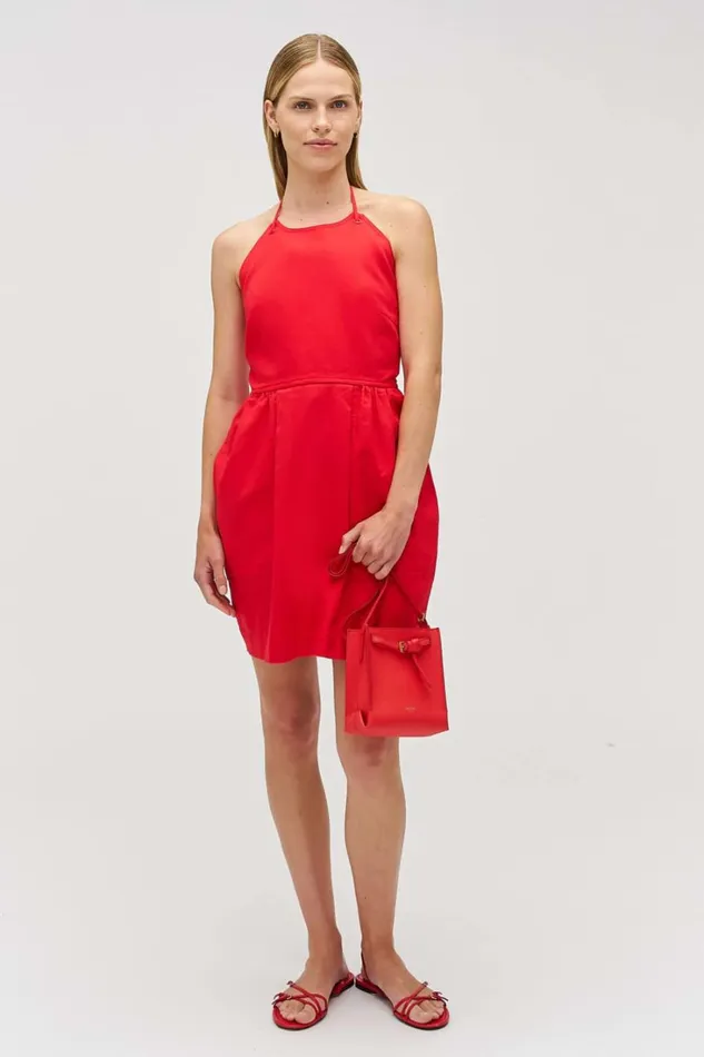 Oroton Eyelet Detail Short Halter Dress Poppy Women Dresses Oroton Eyelet Detail Short Halter Dress Poppy Women Dresses