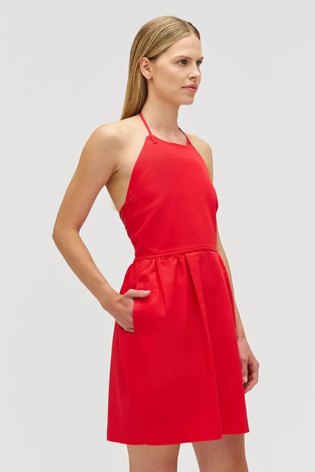 Oroton Eyelet Detail Short Halter Dress Poppy Women Dresses Oroton Eyelet Detail Short Halter Dress Poppy Women Dresses