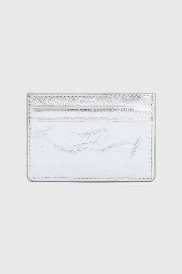 Oroton Gretel Metallic Credit Card Sleeve Silver Women Wallets Oroton Gretel Metallic Credit Card Sleeve Silver Women Wallets