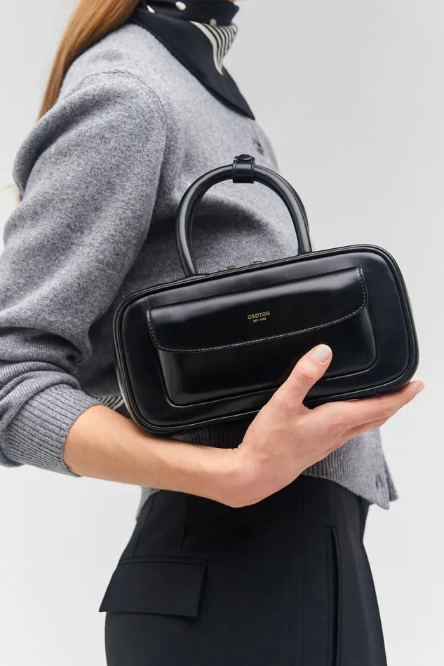 Oroton Izzie Small Bowler Black Women Mini Bags Oroton Izzie Small Bowler Black Women Mini Bags