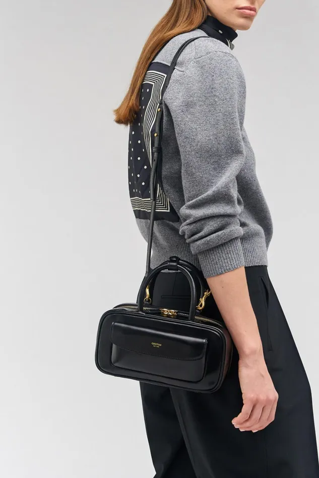 Oroton Izzie Small Bowler Black Women Mini Bags Oroton Izzie Small Bowler Black Women Mini Bags