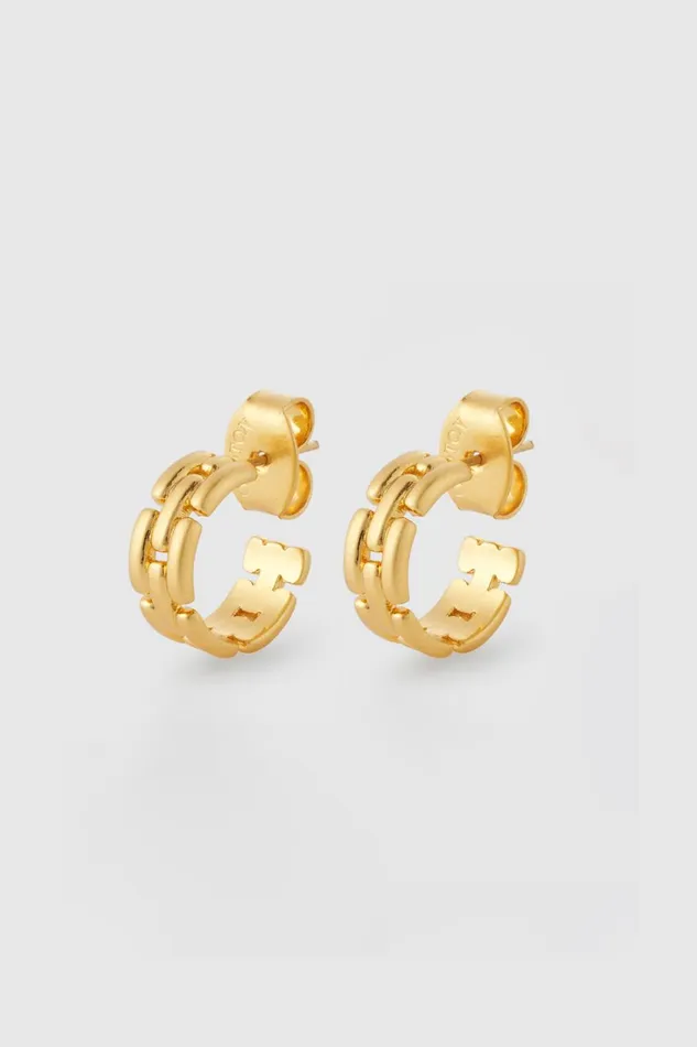 Oroton Kylo Mini Hoops Worn Gold Women Jewellery