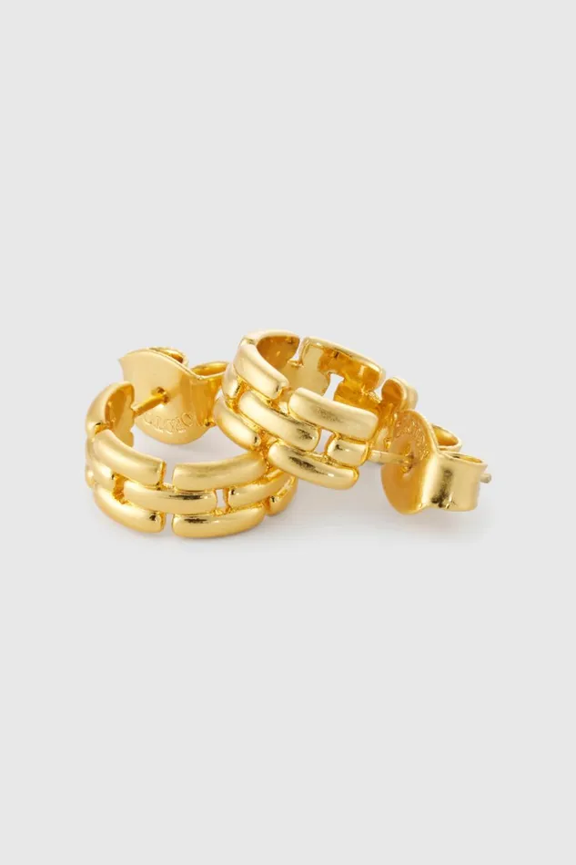 Oroton Kylo Mini Hoops Worn Gold Women Jewellery Oroton Kylo Mini Hoops Worn Gold Women Jewellery
